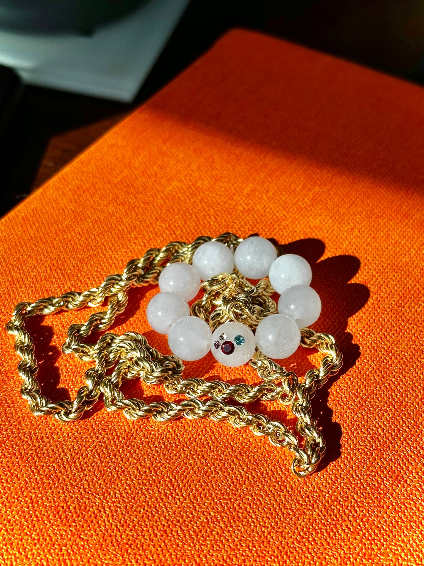 Candy On Your Ring -- White Jade x Rhinestone Ring