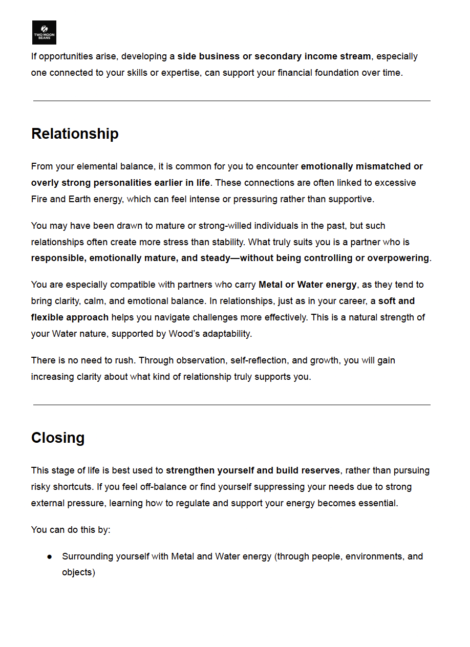 Wu Xing Element Reading – Personalized Energy Insight